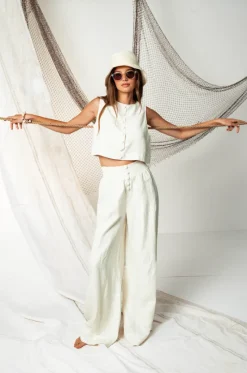 Button Front Palazzo Pant