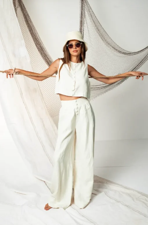 Button Front Palazzo Pant