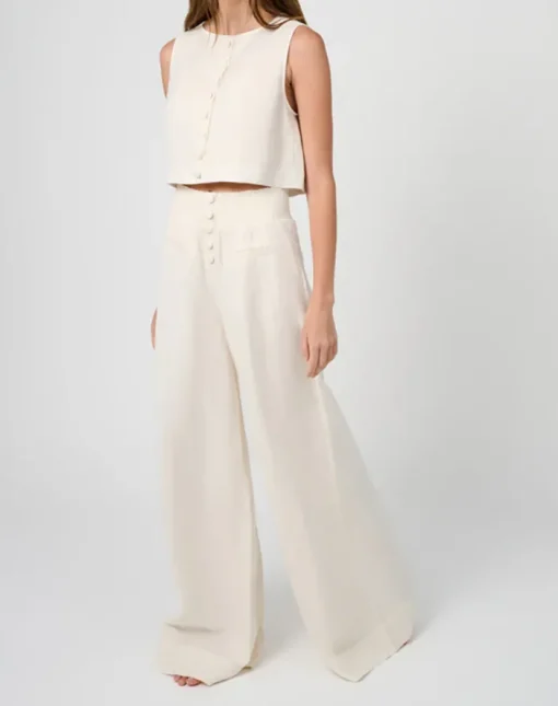 Button Front Palazzo Pant