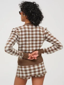 Gingham Knit Cardigan