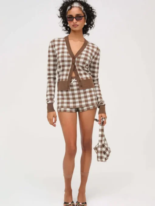 Gingham Knit Cardigan