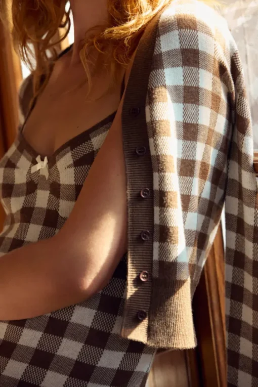 Gingham Knit Cardigan