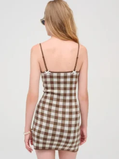 Gingham Knit Mini Dress