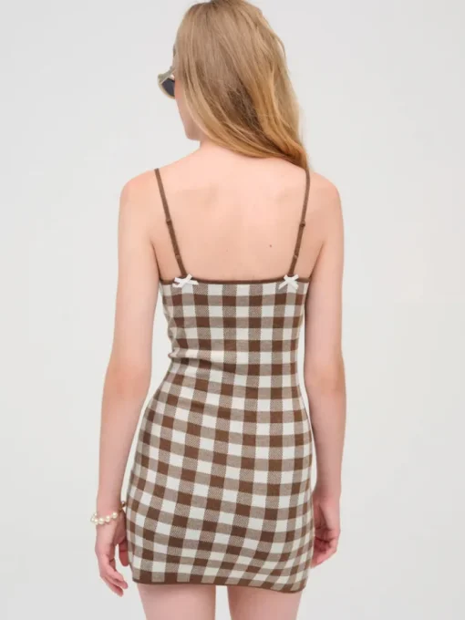 Gingham Knit Mini Dress