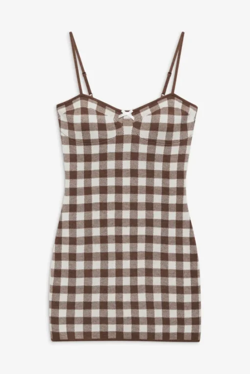 Gingham Knit Mini Dress