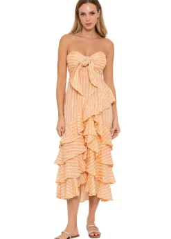 Ilanila Midi Dress - Peach Sequins