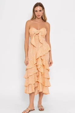 Ilanila Midi Dress - Peach Sequins