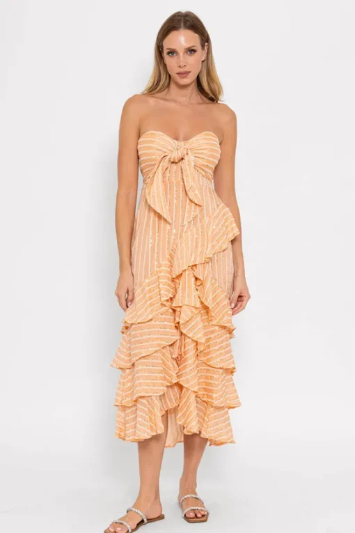 Ilanila Midi Dress - Peach Sequins