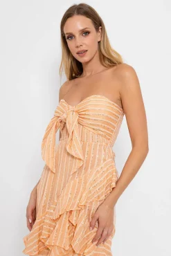 Ilanila Midi Dress - Peach Sequins
