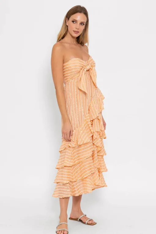 Ilanila Midi Dress - Peach Sequins