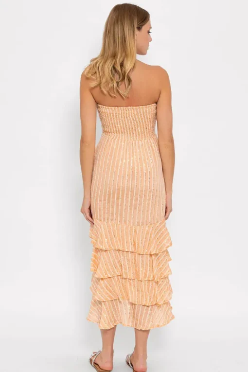 Ilanila Midi Dress - Peach Sequins