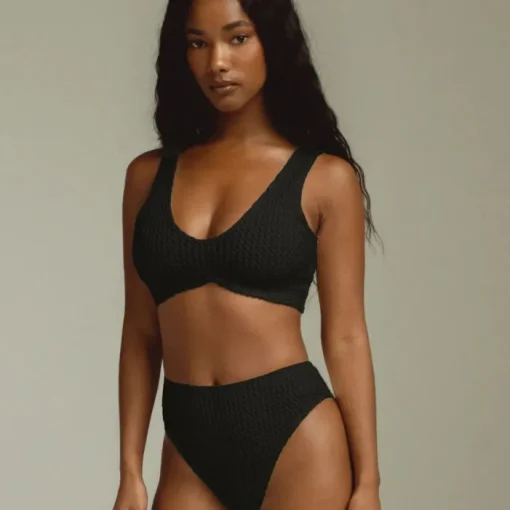 Paula Bikini Bottom - Black Crochet