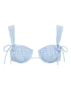 Petal Bikini Top - Peri Micro Gingham