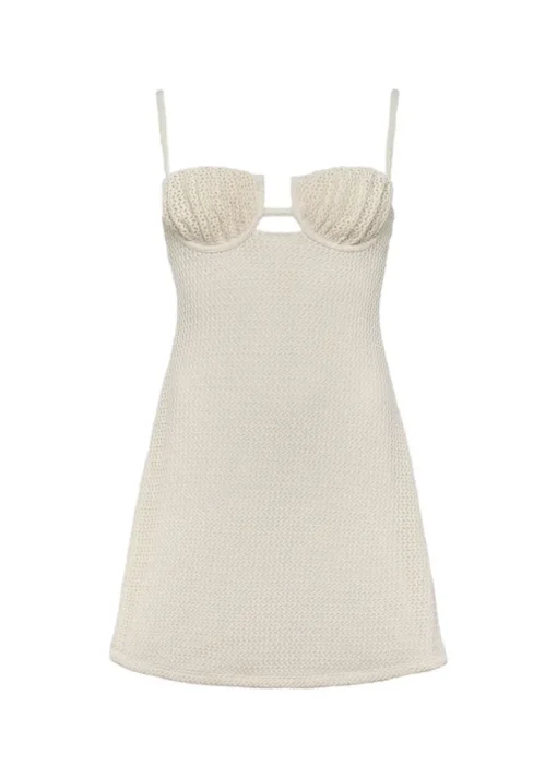 Petal Short Slip Dress - Bone Crochet