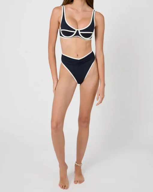 Scoop Underwire Top - Dark Navy/Off White