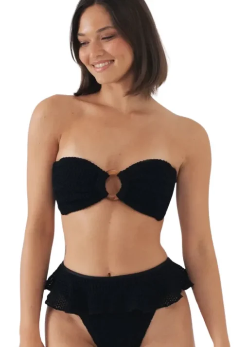 Tori Bandeau Top - Black Crochet